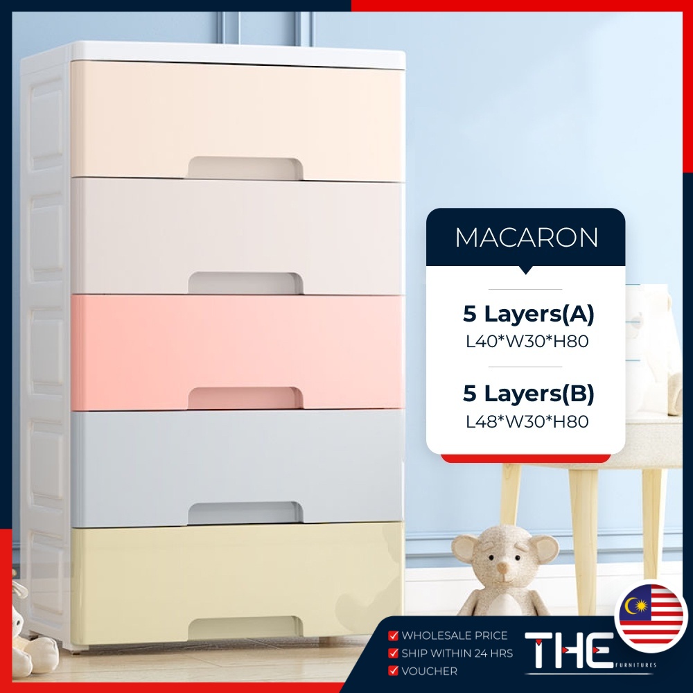THE 5 Layers Plastic Drawer Storage Wardrobe Drawer Storage (L40/48 x W30 x