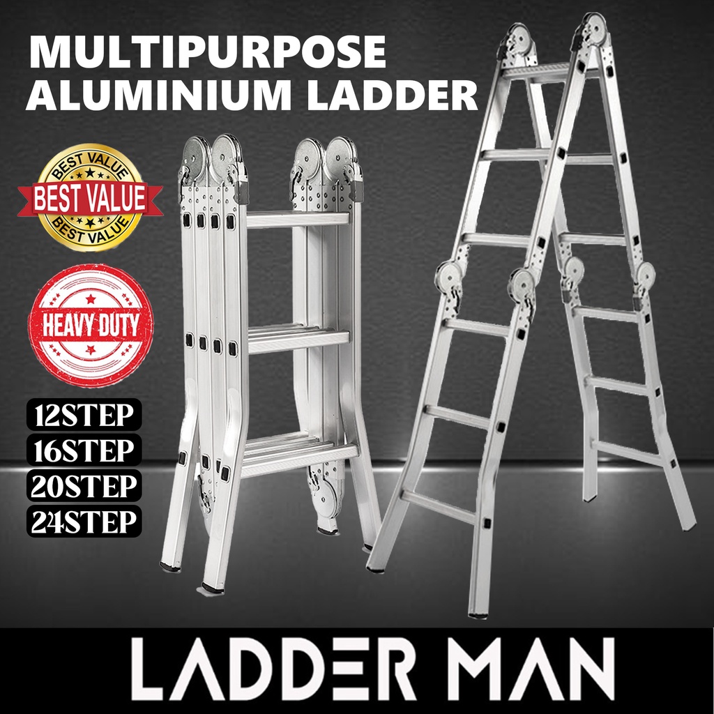 Multipurpose Ladder Foldable Heavy Duty Tangga Aluminium Ladder Double