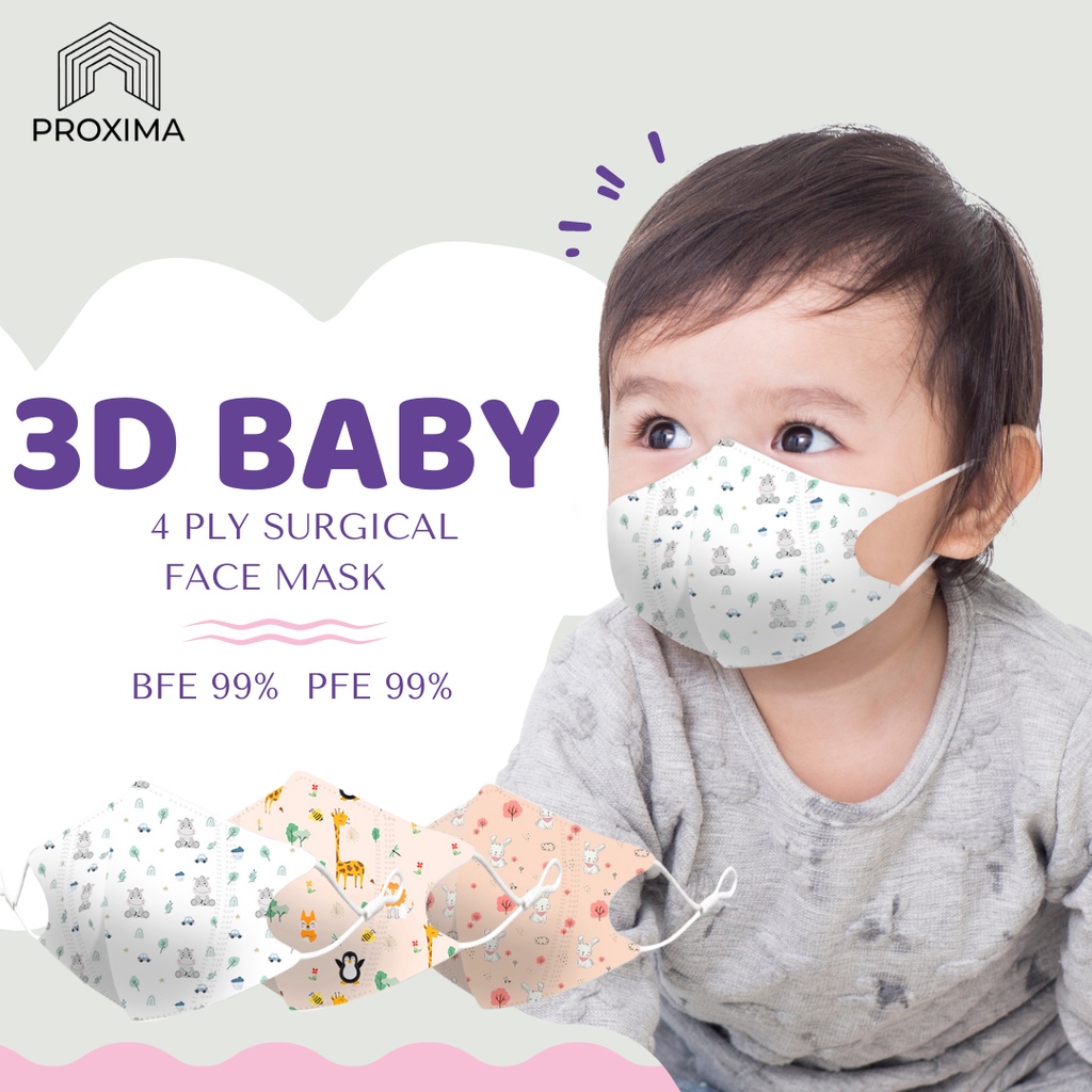 PROXIMA 4 Layer Baby 3D Duckbill Surgical Face Mask 20's Shopee