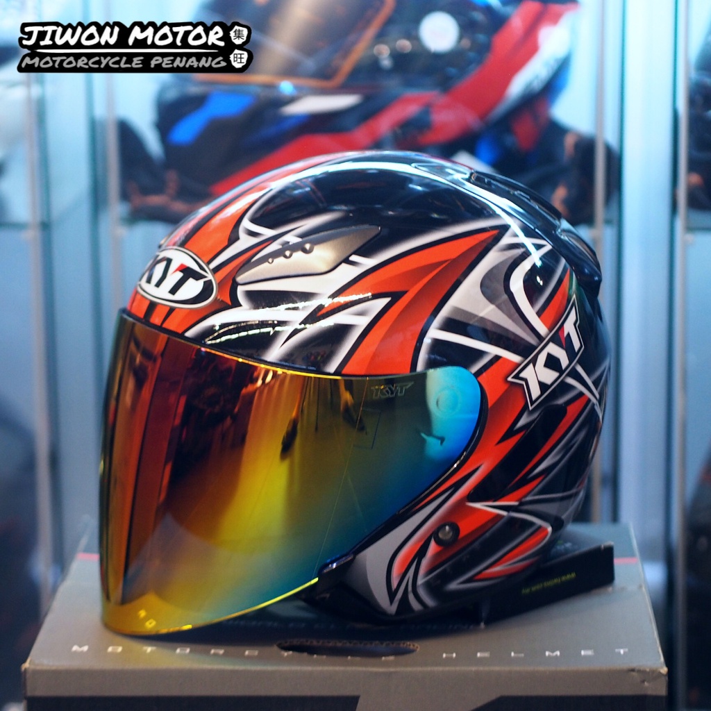 KYT SINGLE VISOR HELMET HELLCAT GALAXY BIKE FLUO