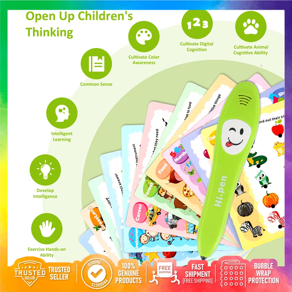 Electronic Reading Learning Pen with 12pcs Learning Cards Smart Talking Pen Answer Pen for Kids