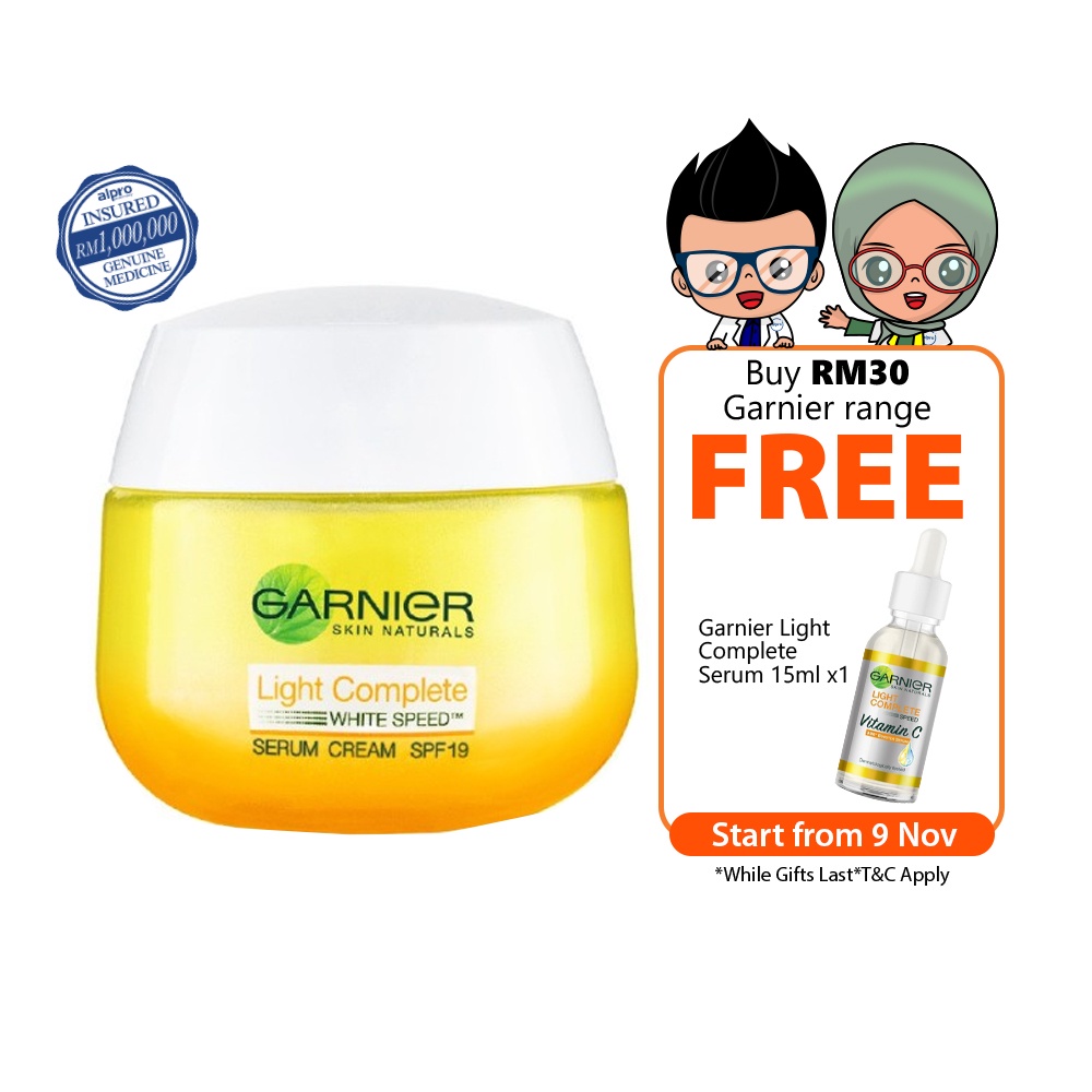 Garnier Light Complete Whitening Serum Cream Spf19 Pa 50ml Shopee Malaysia 9539