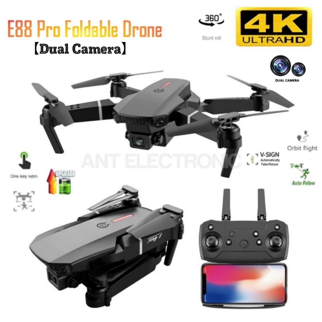 🔥Ready Stock🔥Dual Camera Drone K3 E88 E99 RC Quadcopter Foldable