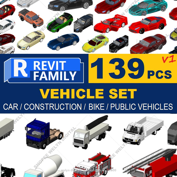 Autodesk Revit 2022 139 Vehicle set Revit Family Files MATERIALS