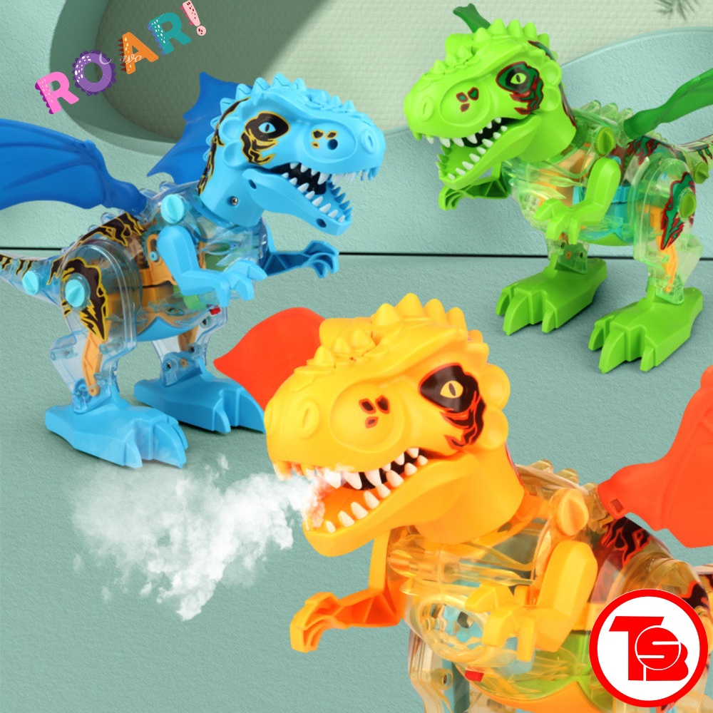 Mechanical Dinosaur Toys With Sound ,Light And Spray Mist DIY