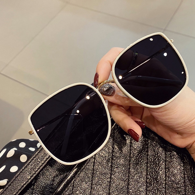 Tiktok Beige Sunglasses Ladies Trendy 2022 New Style Large Frame Korean ...