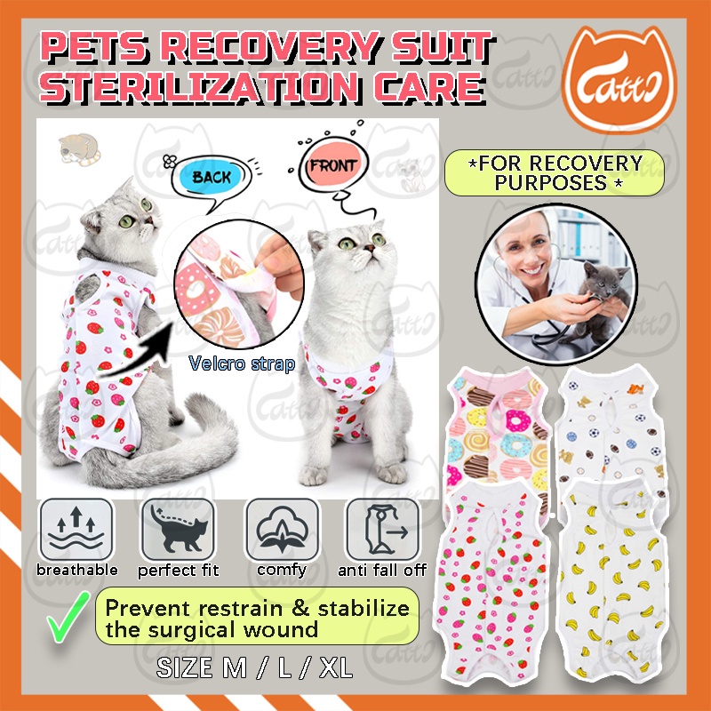 CATTO Pet Recovery Suit Sterilization Care Prevent Lick Cat Recovery Suit Cotton Cat Clothes For Wounds After Surgery