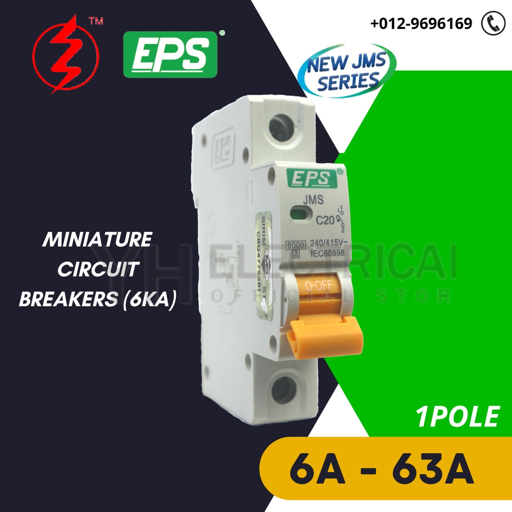 EPS 1 Pole MCB 6A 10A 16A 20A 32A 40A 63A Miniature Circuit Breaker 6KA ...