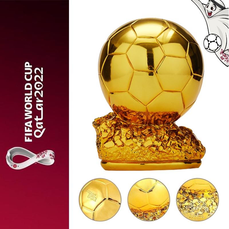 21cm 2022 Qatar Ballon d'or Trophy Ornament Memorabilia Souvenir Football Soccer Gift