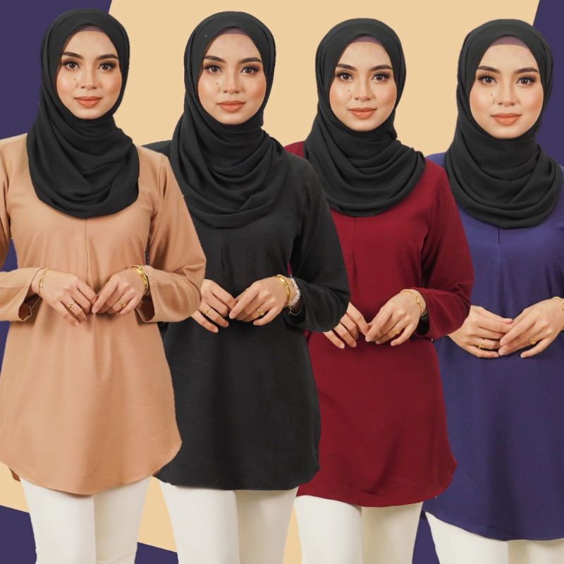 BLOUSE SIMPLE NEW DESIGN BLOUSE MUSLIMAH BLOUSE MURAH READY STOCK HOT SELLING FABRIC COMOCRAPE