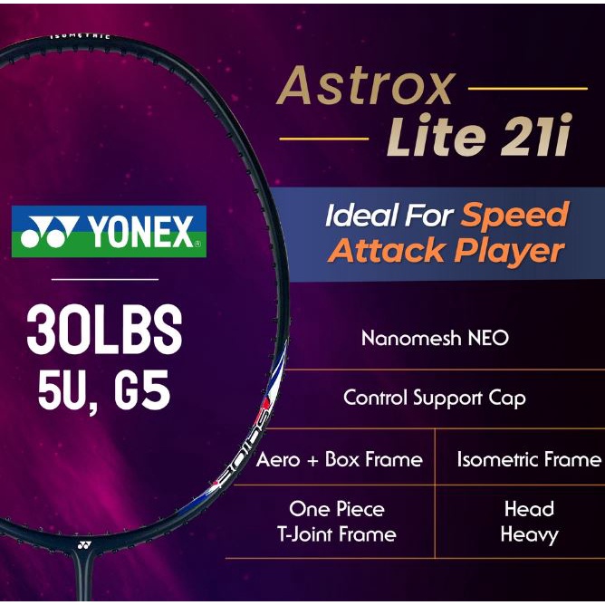 RAKET YONEX ASTROX LITE 21i Racket Badminton (ORIGINAL) (MAX 30LBS ...