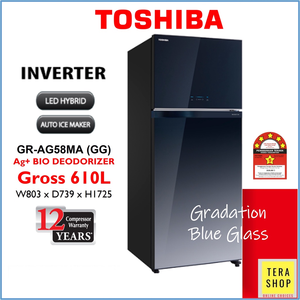 Toshiba GRAG58MA (GG) 610L Fridge Auto Ice Maker 5 Star INVERTER