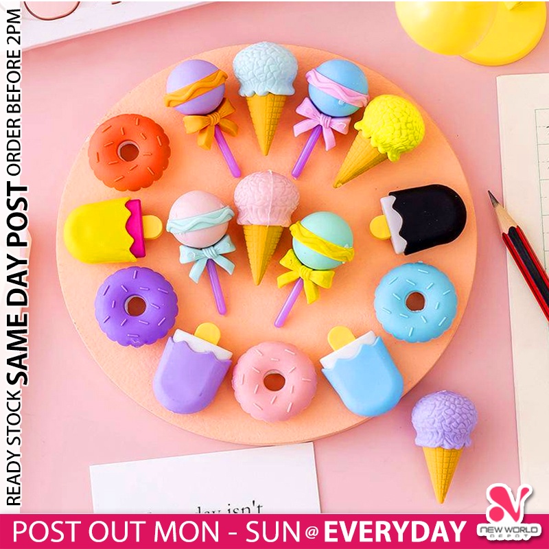 4pcs Detachable Candy Rubber Eraser Early Learning Education Toy Kid