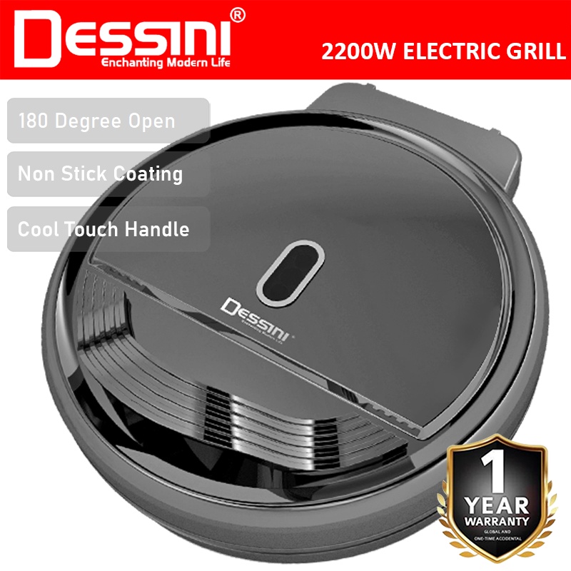 DESSINI ITALY 180° Open 40CM Double Sided Non-Stick Electric Baking Pan Pizza Crepe Pancake Maker BBQ Grill Pot Cooker