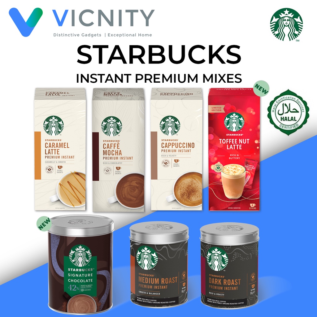 Starbucks Premium Instant Mixes Latte Caramel Cappuccino Mocha Signature Chocolate