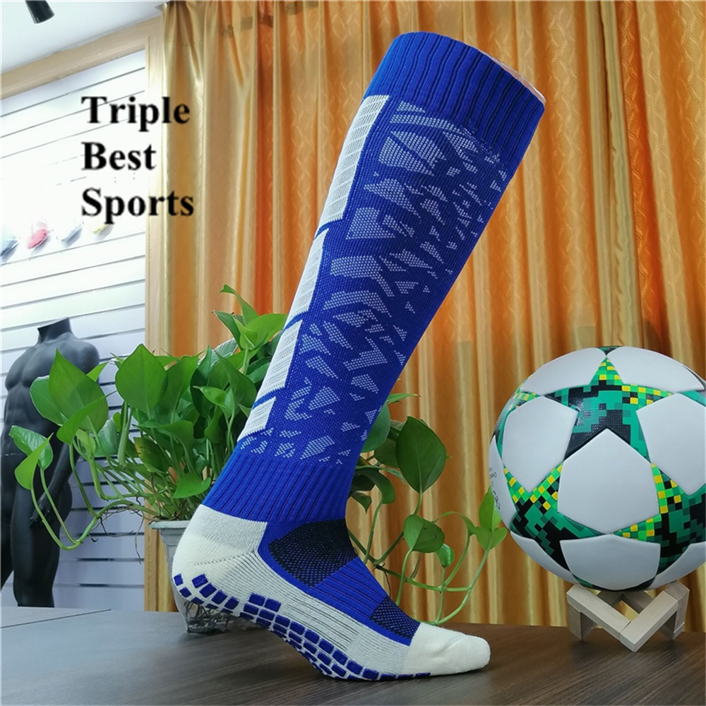 1 Pair Mens Womens 46cm Knee high Long Anti Non Slip Skid Grip Soccer Football Futsal Sepak Takraw Yoga Pilates Sport Socks Stockings