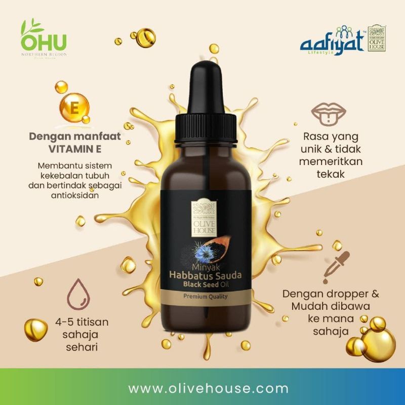 BLACK SEED OIL (BSO) Minyak Habbatus Sauda Olive House 50ml Shopee