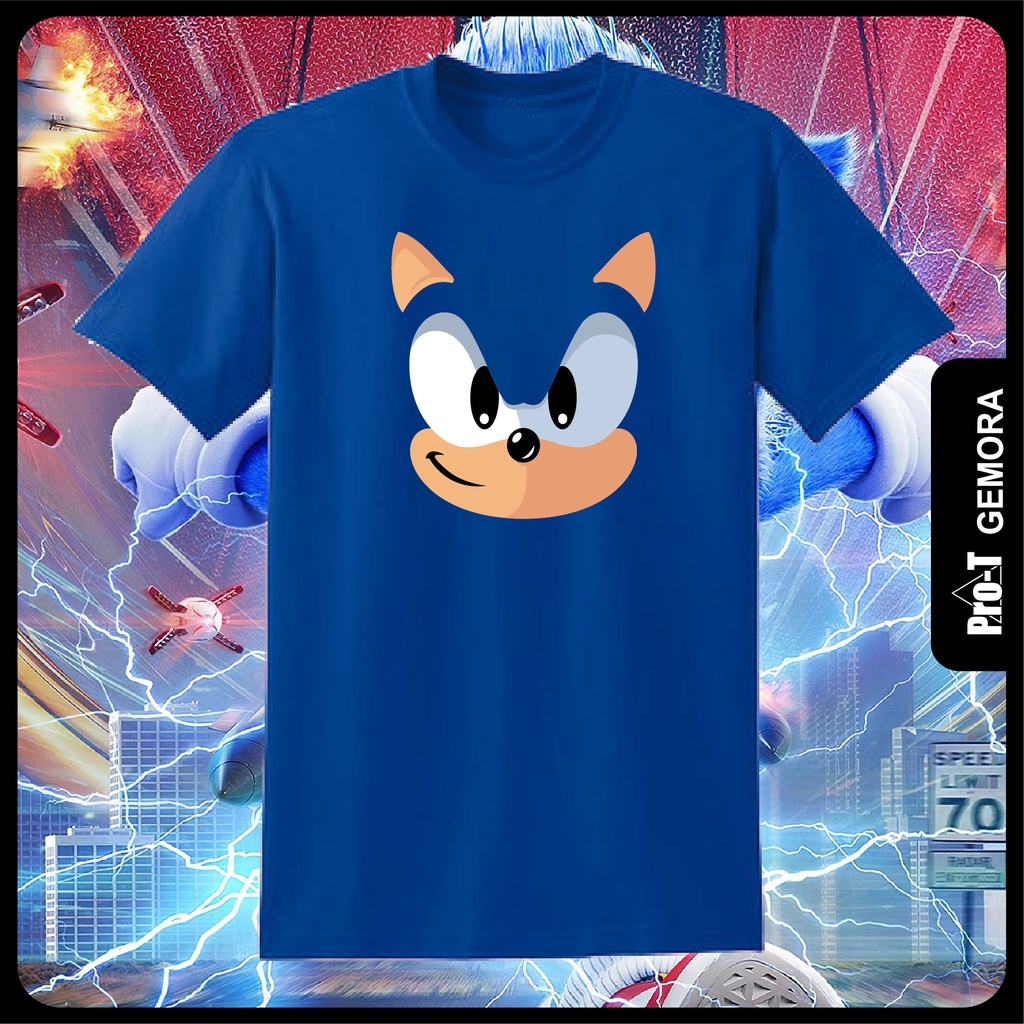 GEMORA_CARTOON SONIC THE HEDGEHOG ROYAL BLUE T-SHIRT KIDS & ADULT SIZE ...