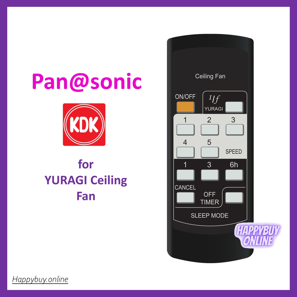 Compatible for Pnasonic KDK YURAGI Ceiling Fan Remote Control 5 Speed