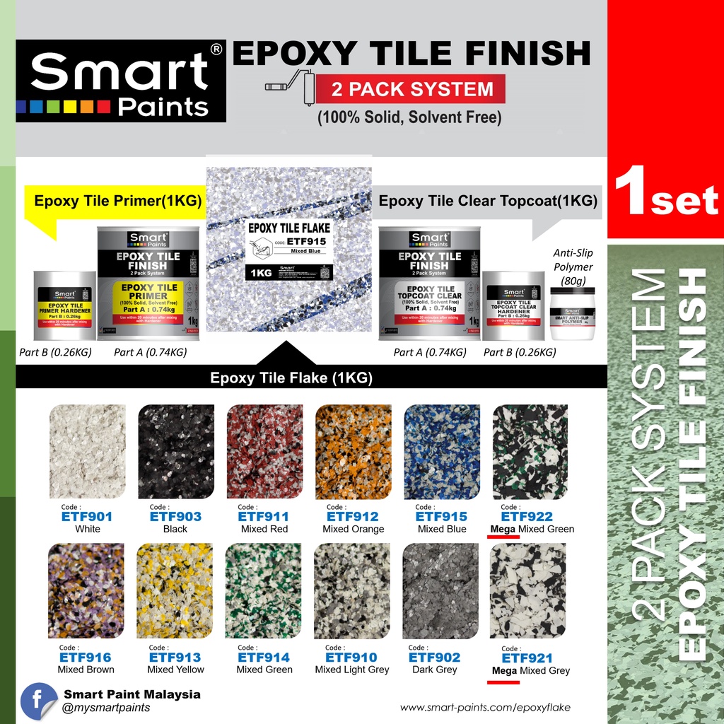 Smart Epoxy Tile Finish (Green Tone Primer Selection) (1KG Set