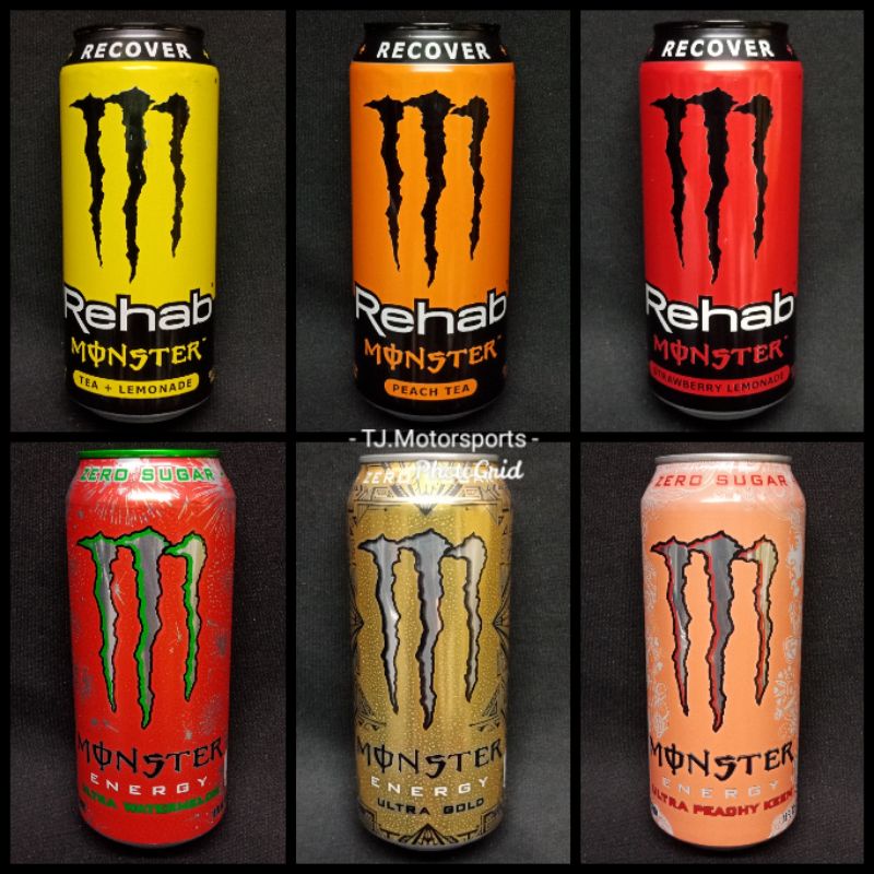 MONSTER ENERGY RECOVER REHAB USA 458ml Energy Drink Zero Sugar Tea ...