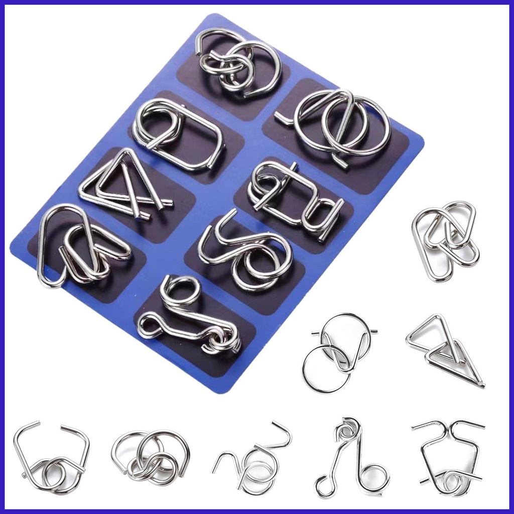 Metal Wire Puzzle Set 8 Pcs Brain Teaser Metal Wire Puzzles Magic Trick ...