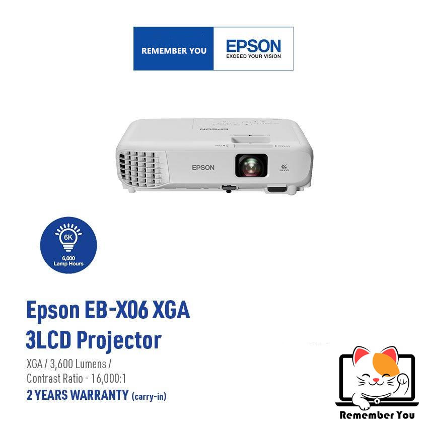 Epson EBX06 XGA 3600 Lumens 3LCD Projector Shopee Malaysia