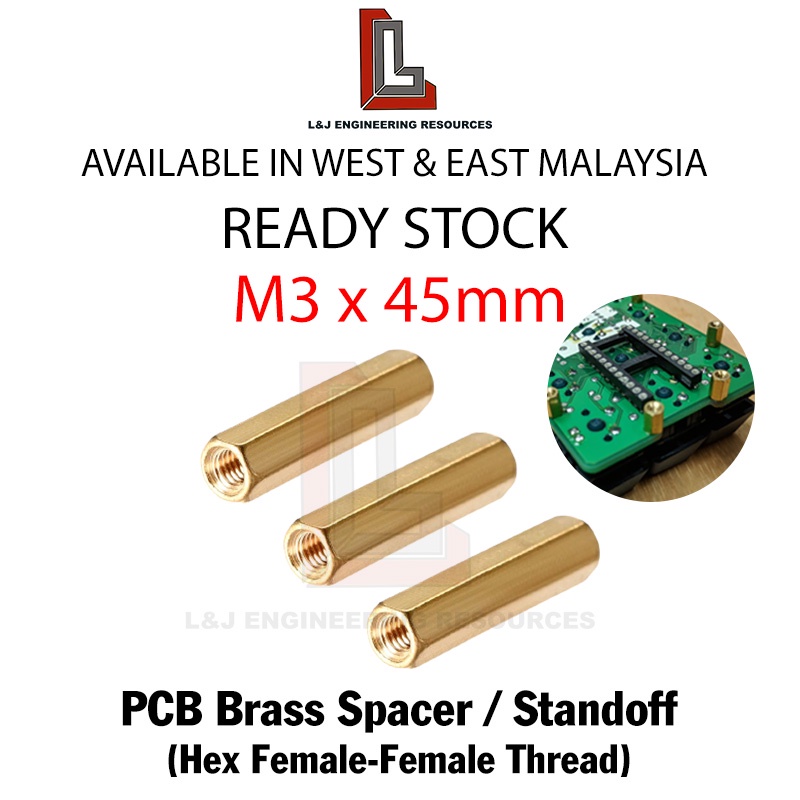 M3 Female to Female Brass Cooper Screw Thread PCB Standoff Spacer (3 ...