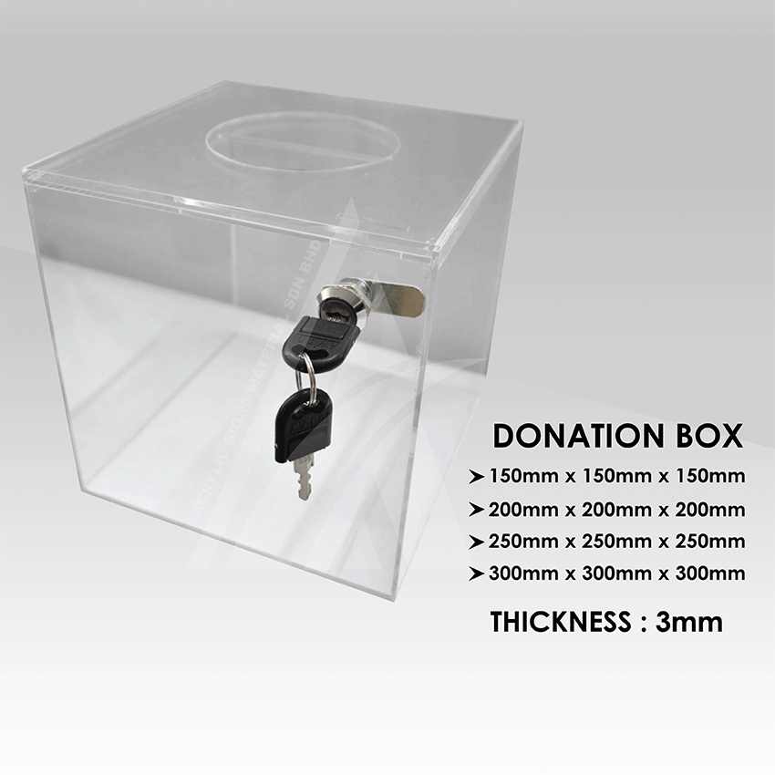 Acrylic Donation Box / Lucky Draw Box (Multiple Size Available)