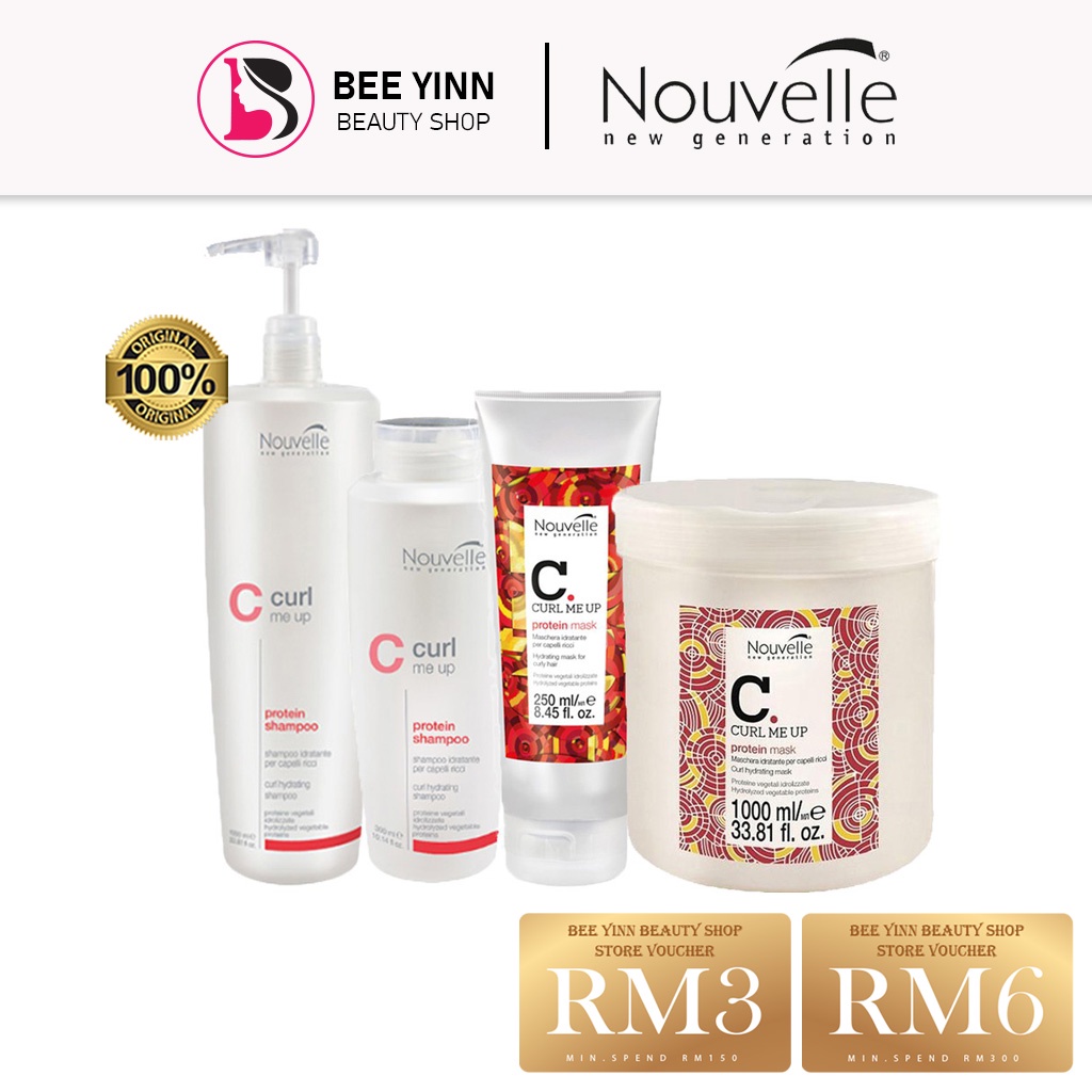 Nouvelle Curl Me Up Protein Hair Shampoo 250ml & 1000ml / Mask 250ml &  1000ml ( Maintain Curl and Give Hair Protein) | Shopee Malaysia