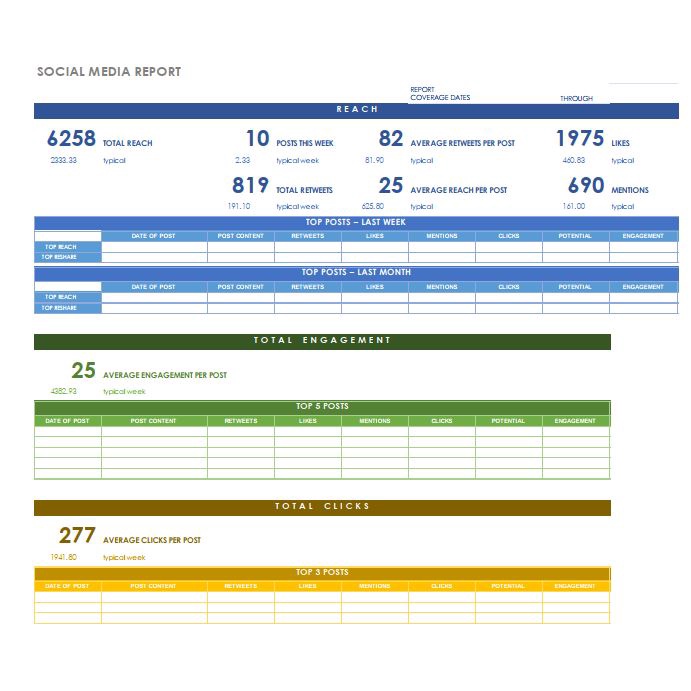 [#37] Social Media Report Template Excel Template / Template Excel Laporan Media Sosial (Content Managers & Marketing)