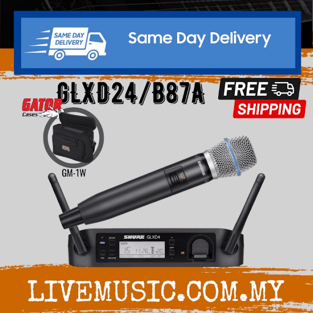 Shure GLXD24/B87A Digital Wireless Handheld Microphone System, GLXD4