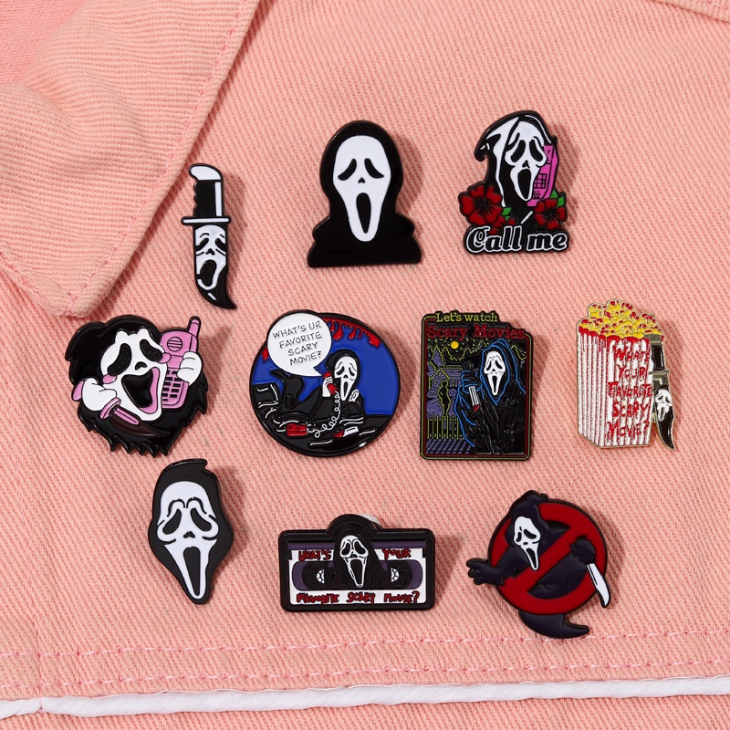 Horror Movies Killer Enamel Pins Scream Ghost Brooch Badges Lapel Pin Halloween Jewelry Badges