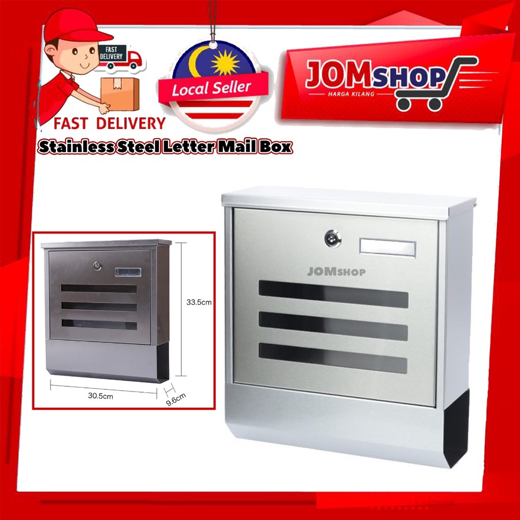 304 Stainless Steel Letter Box Home Mailbox Waterproof Box Key Mailbox