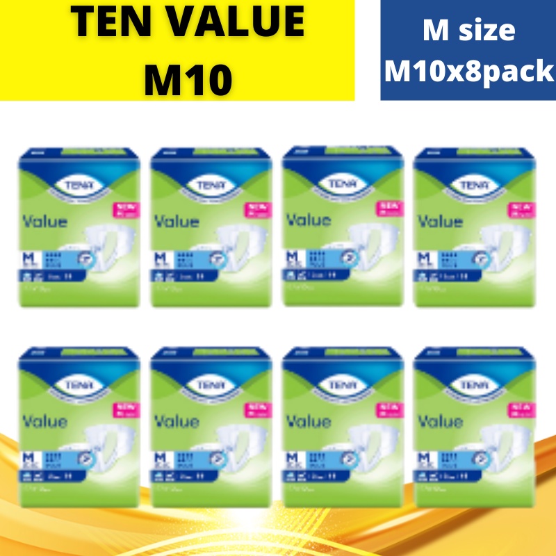 Tena Value M10 ( M10 x 8 packs) Adult Diapers, Super Absorbency Diapers