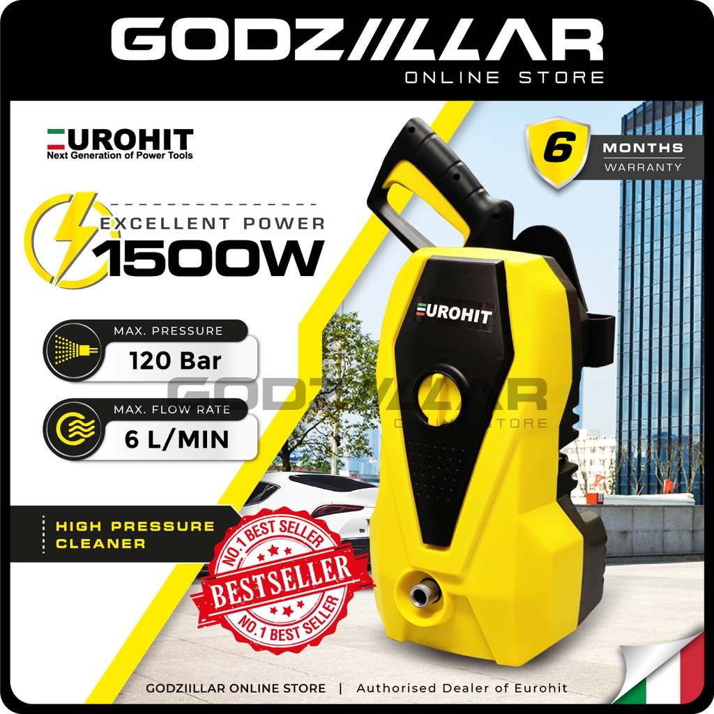 Eurohit 1500w/120bar High Pressure Cleaner EU.K2 Water Jet Sprayer