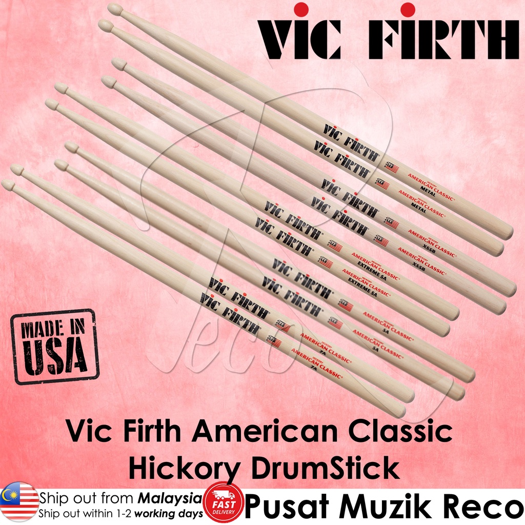 Vic Firth Hickory Drumstick American Classic Drum Stick 7A 5A 5B 8D X5A