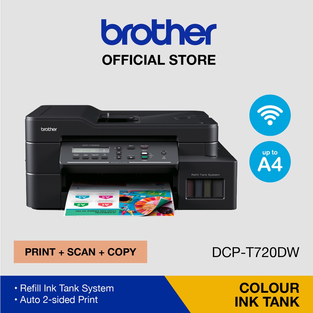 Brother A4 3-In-1 Wireless Colour Inkjet Printer DCP-T720DW