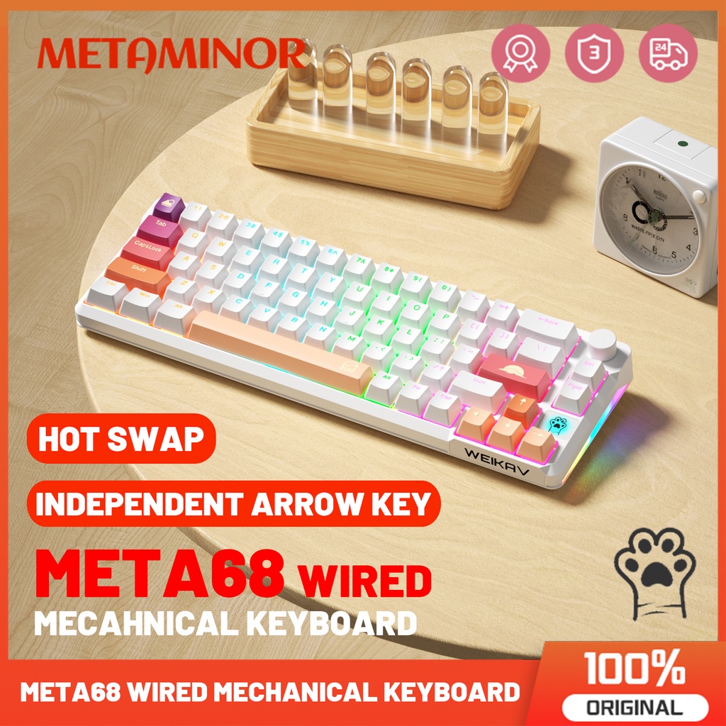 META68 65 Wired Mechanical Keyboard 68keys Mixed Backlight Hot