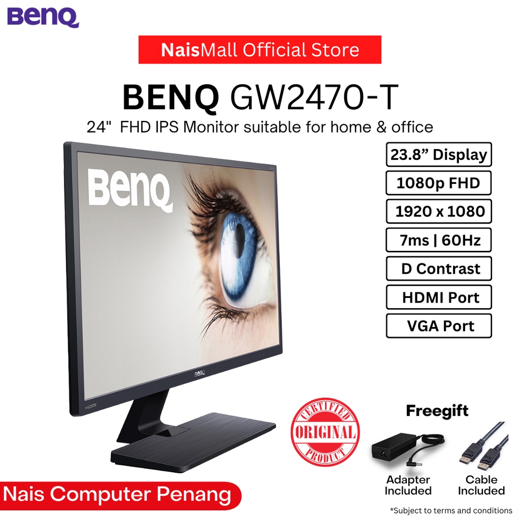 BENQ GW2470 24" FHD IPS Monitor | Shopee Malaysia