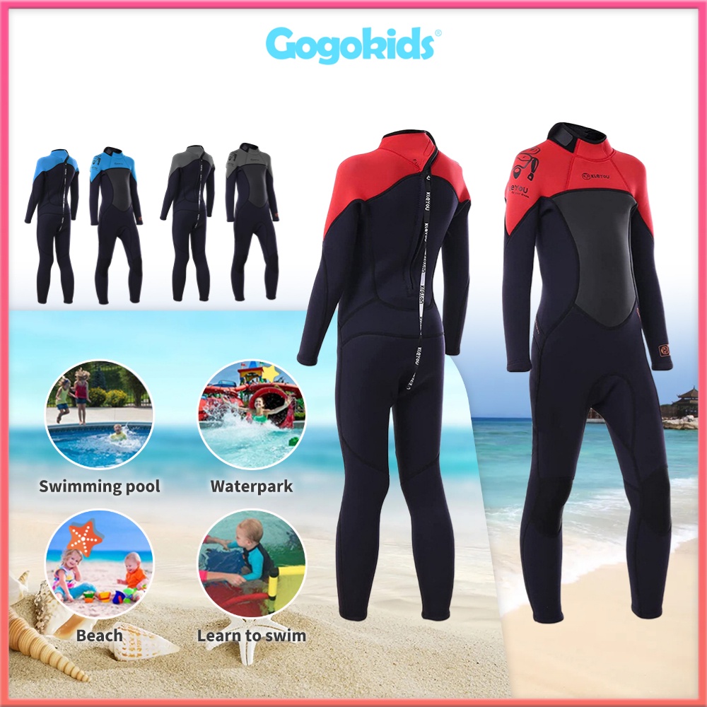 Gogokids Kids Full Wetsuit 2.5mm Neoprene Thermal Swimsuit One Piece UV Resistant Kids Scuba Surf Snorkel