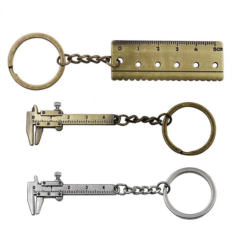 Fashion Mini Vernier Caliper Keychain Portable 3D Metal Rulers Movable
