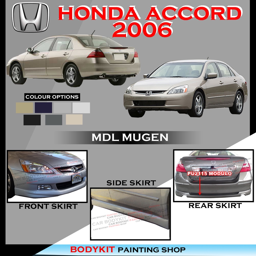 HONDA ACCORD 2006 2007 2008 MDL FULL SET SKIRTING FRONT SKIRT, SIDE