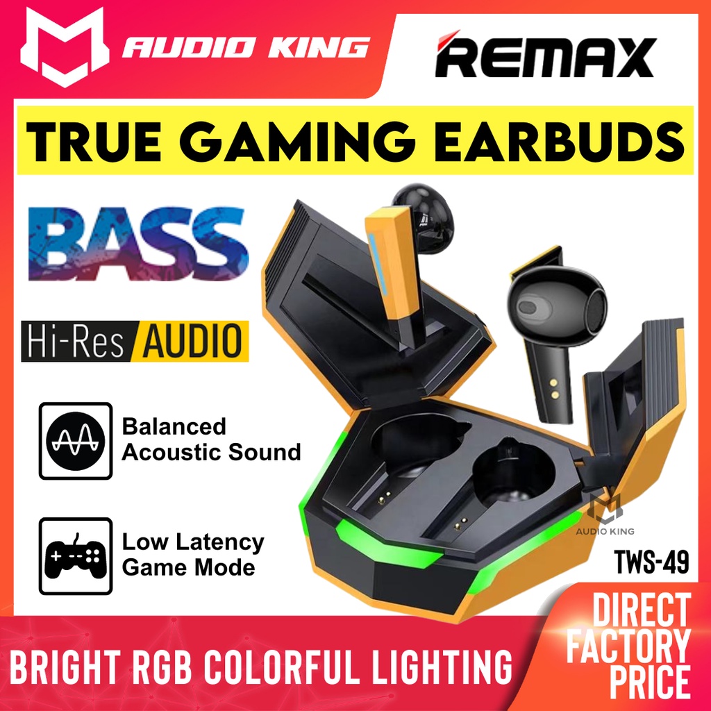REMAX Earbuds RGB Earbuds Gaming Earbuds TWS Black Wireless Earphone ...