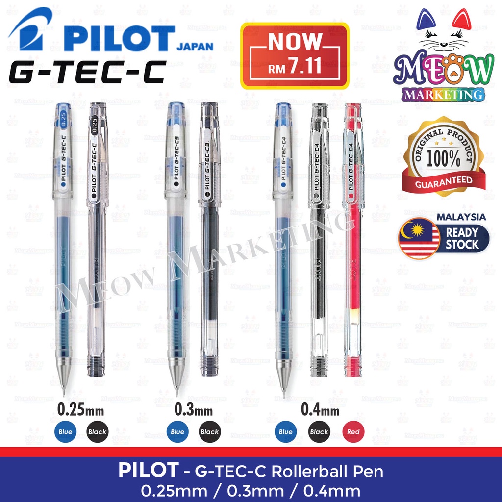 Pilot G-Tec-C Rollerball Pen Gel Ink - 0.25mm / 0.3mm / 0.4mm