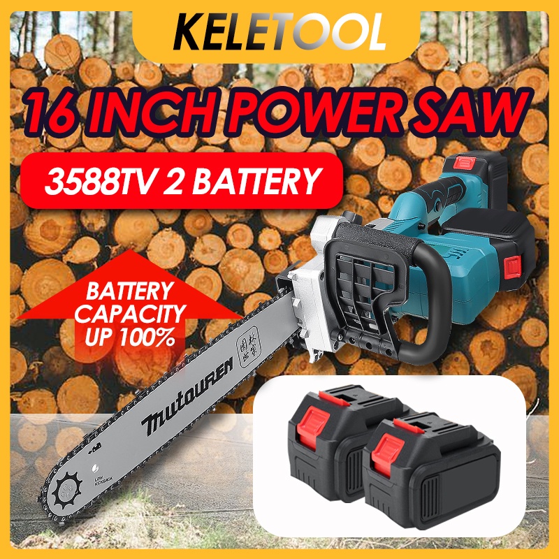 16 inch chain saw battery chainsaw cordless 8" gergaji batteri wireless