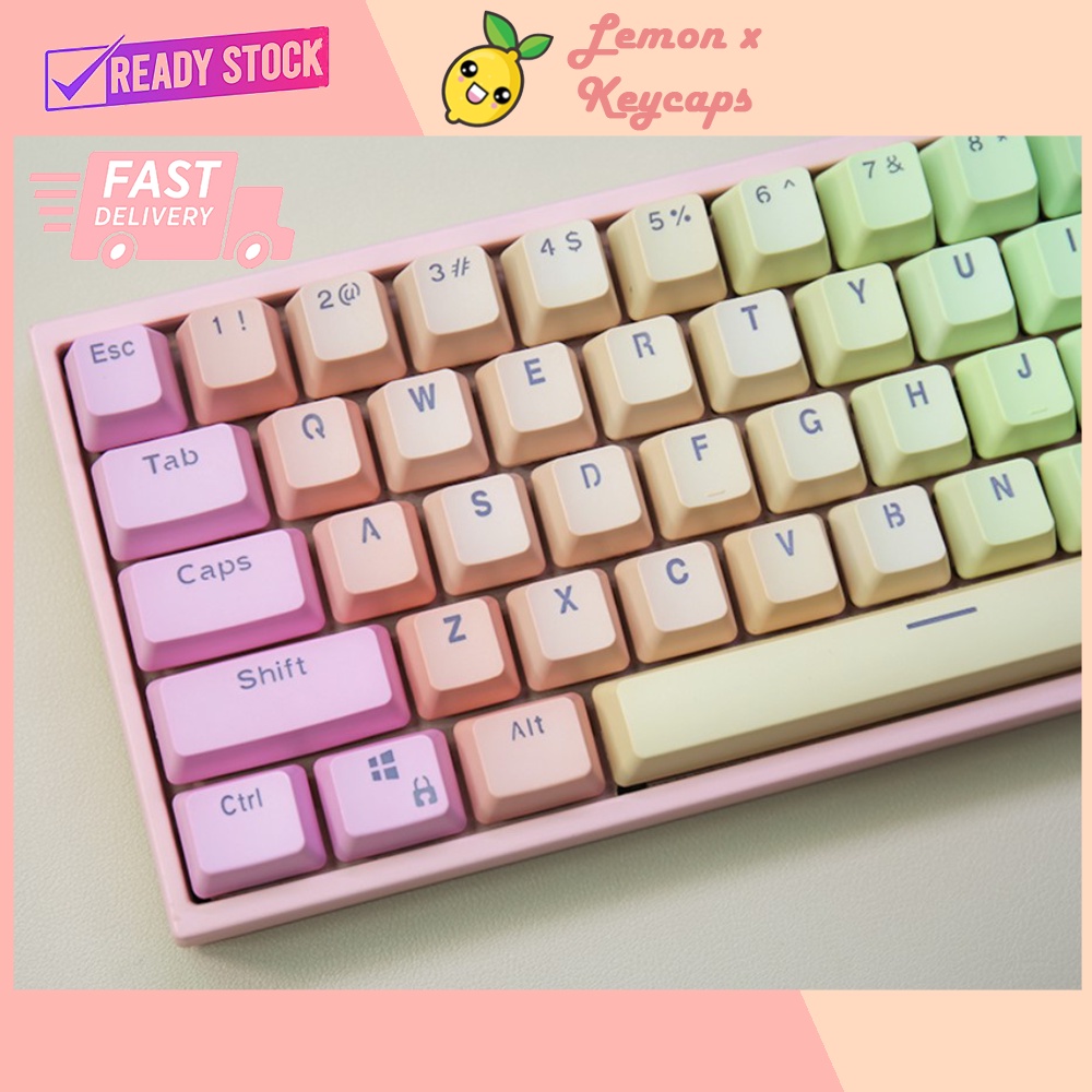 [READY STOCK] Rainbow PBT Keycaps l OEM Profile l 104 Keys l 61 87 104