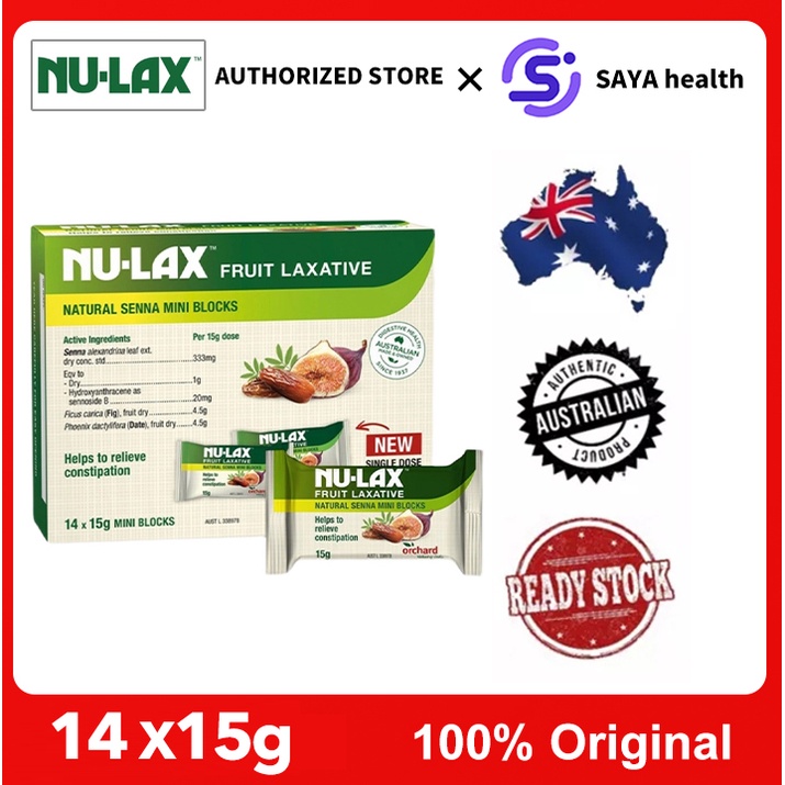 NULAX Fruit laxative Natural Senna Single Dose Mini Blocks 14 x 15g