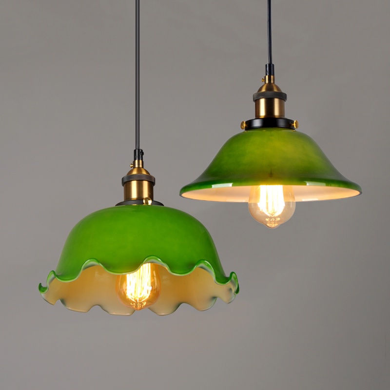 Modern Creative Green Glass Pendant Light Kitchen Island Decor Dining Room Hanging Lights Cafe Bar Design Indoor Pendant Lamp