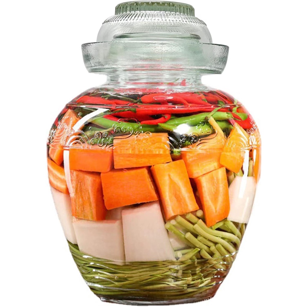 Glass Jar with Lid Pickle Jar, Large Fermenting Kit Crock with Water